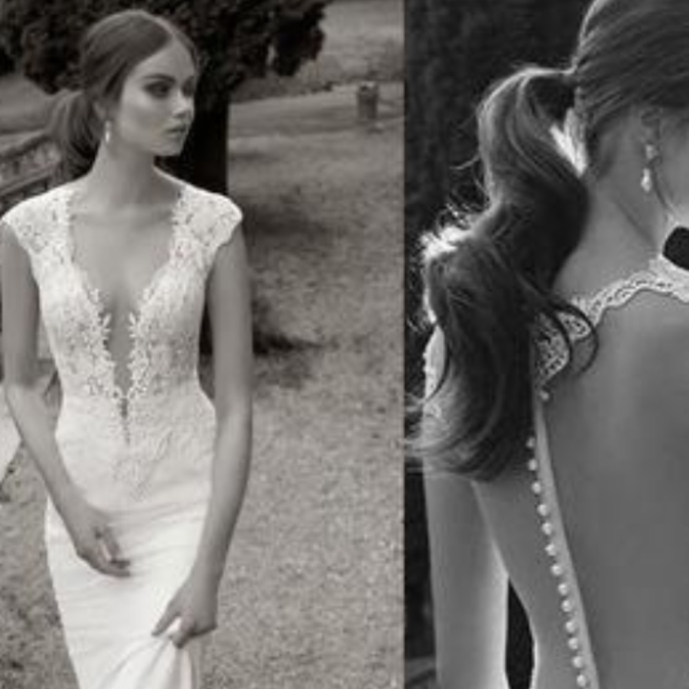 Women Berta Deep Vneck Wedding Dress